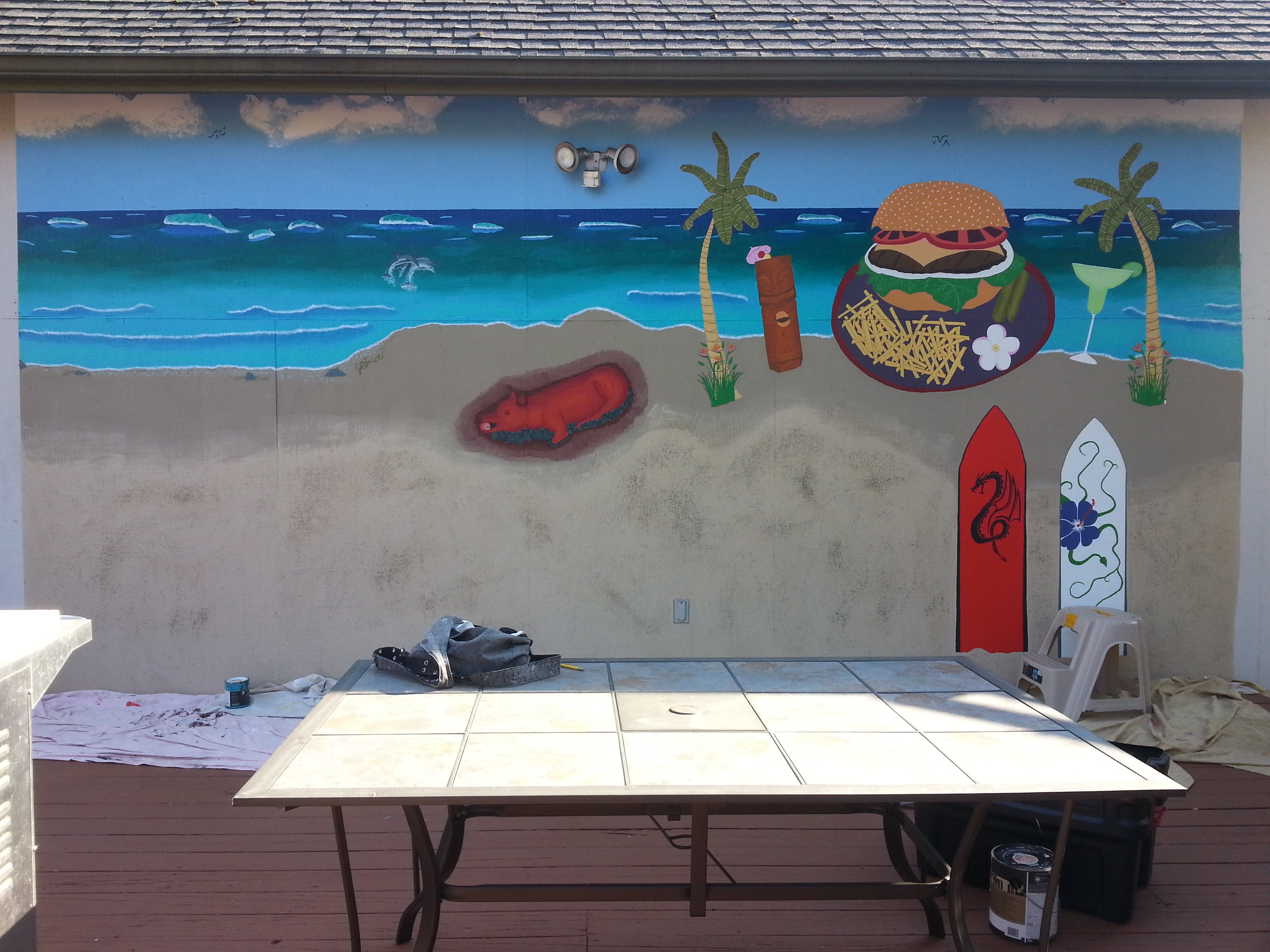 Cheeseburger in Paradise Mural